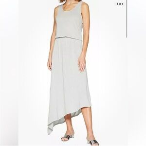 NEW Fresh Produce Aria‎ Maxi Summer Dress Size Lg Gray Asymmetric Hem Stretch
